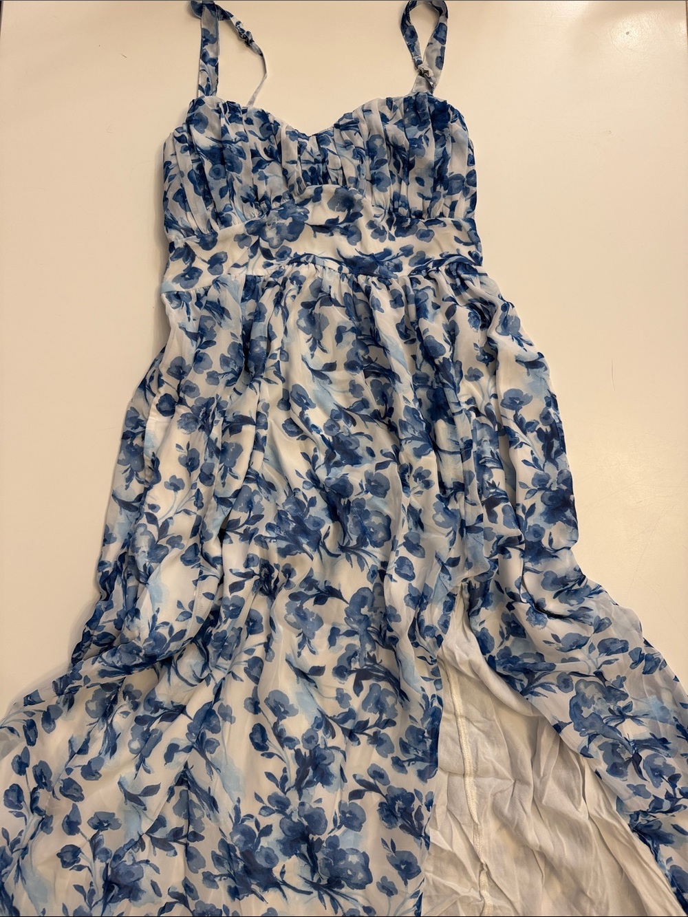 Abercrombie Blue Floral Slit Midi Dress